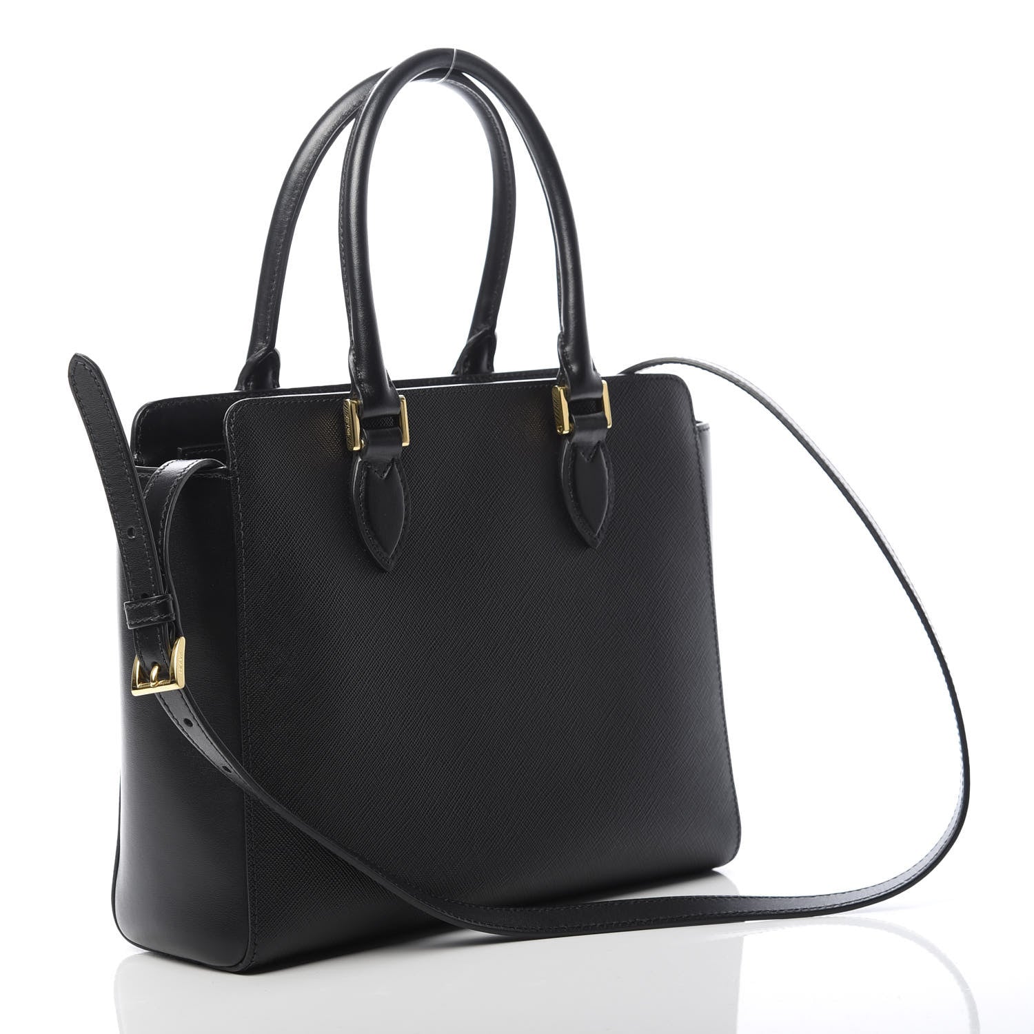 Prada Saffiano Soft Calfskin Small Zippered Tote Black 3 of 12