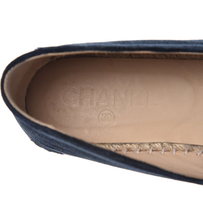 Chanel Velvet CC Espadrilles 38 Dark Navy Black 7 of 10