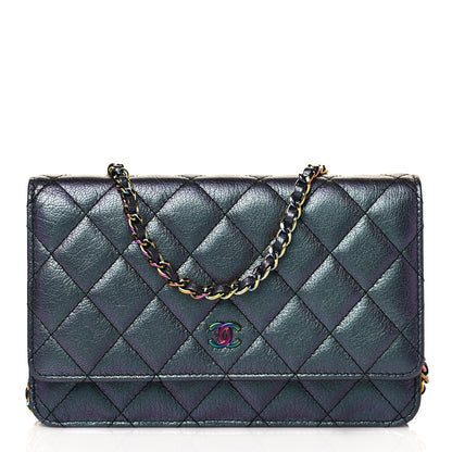 Chanel Iridescent Goatskin Quilted Wallet On Chain WOC Purple 1 of 12