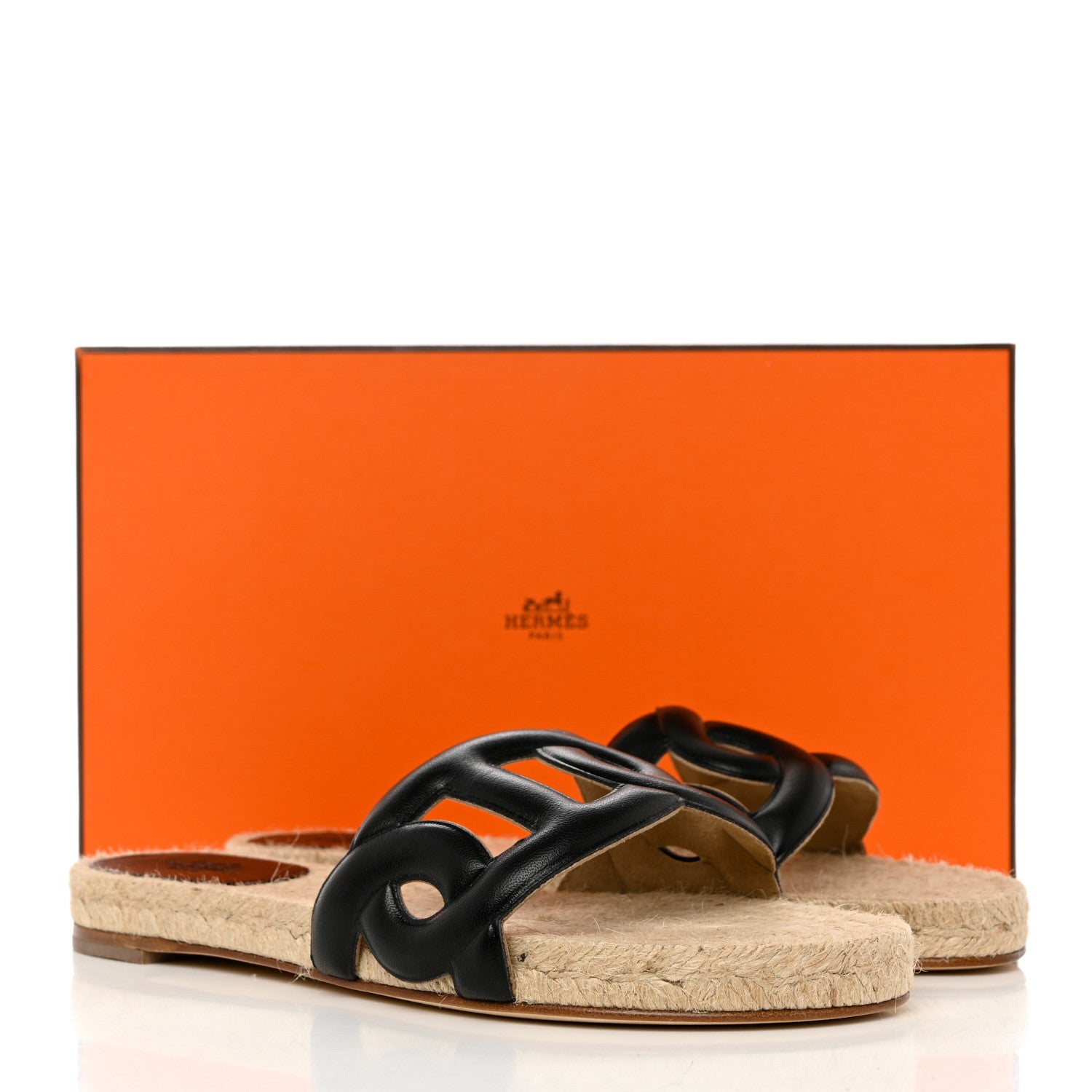 Hermes Nappa Famosa Espadrille Sandals 36 Black 8 of 8