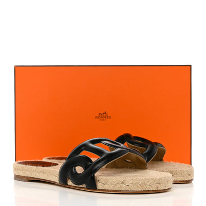 Hermes Nappa Famosa Espadrille Sandals 36 Black 8 of 8