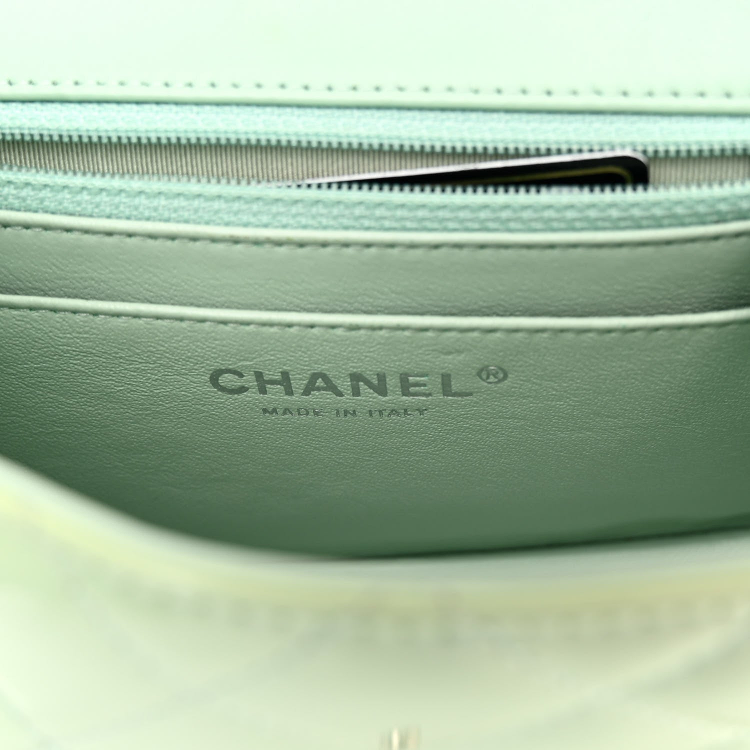 Chanel Patent Calfskin Quilted Mini Square Flap Light Green 6 of 12