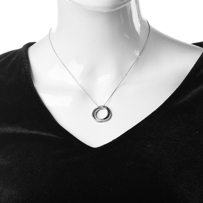 Cartier 18K White Gold Black Ceramic Diamond Trinity Pendant Necklace 2 of 7