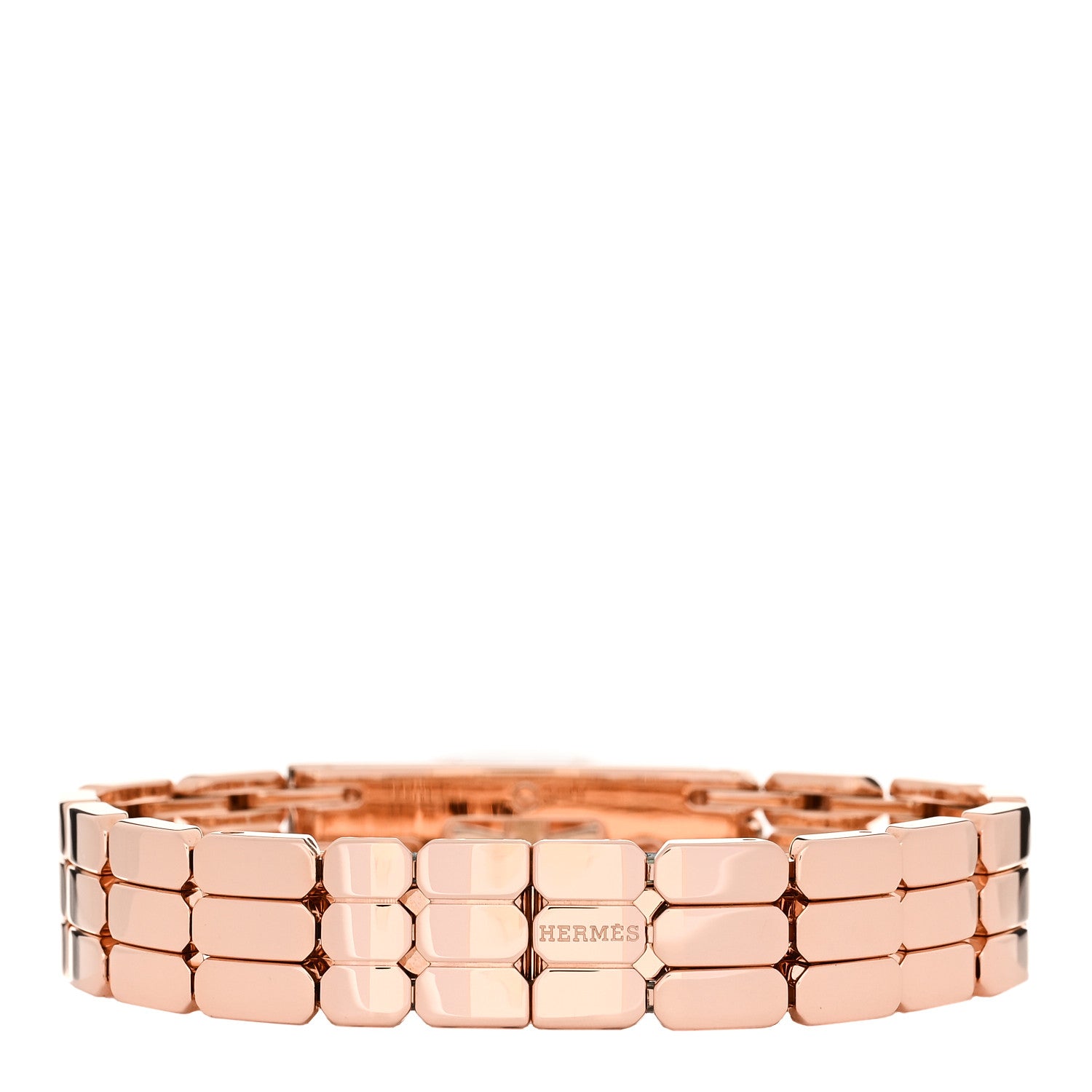 Hermes 18K Rose Diamond Pave 16mm Kelly Quartz Watch 3 of 9