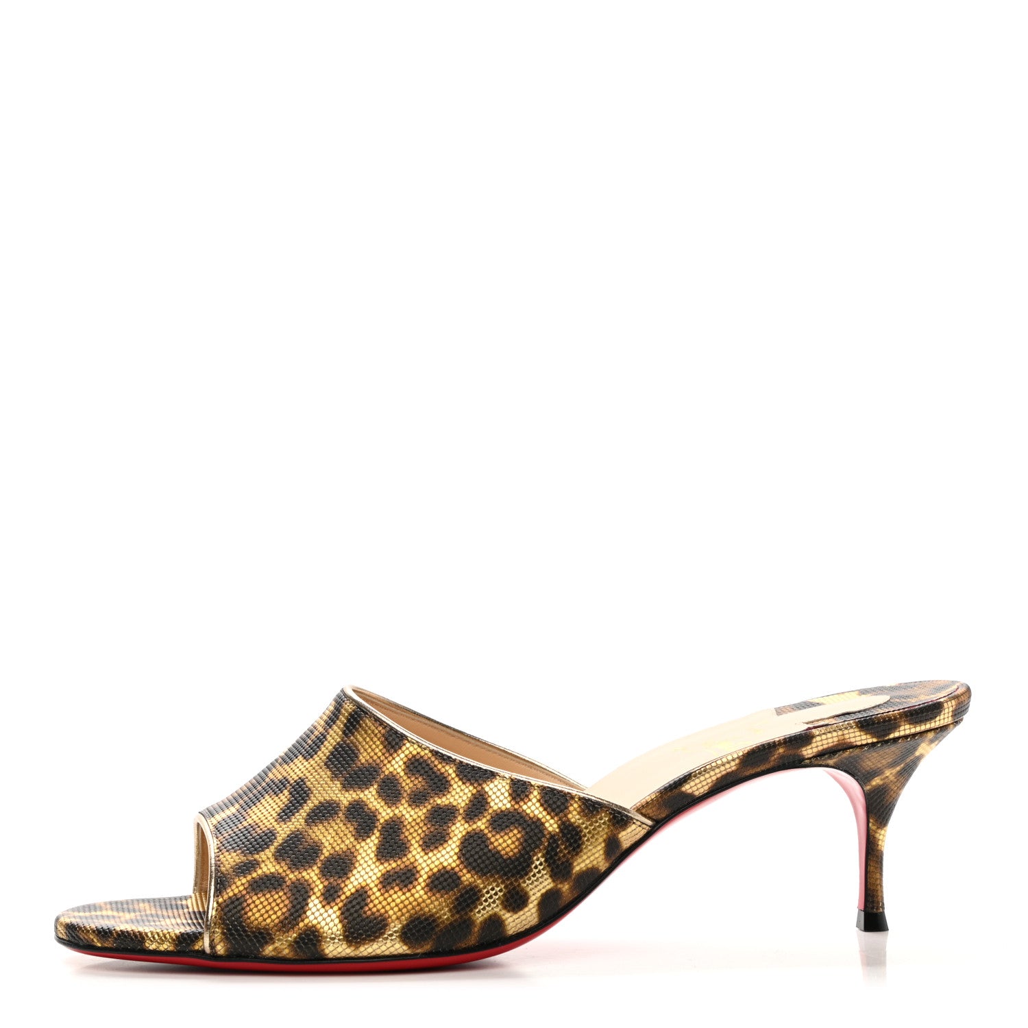 Christian Louboutin Metallic Calfskin Coins Leopard Print East 55 Mule 41 Gold 1 of 8