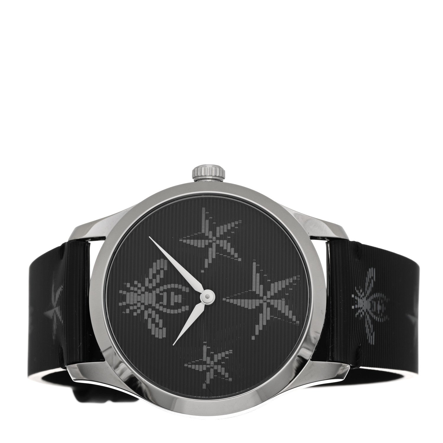 Gucci Stainless Steel Calfskin 38mm G-Timeless Bee Star Hologram Quartz Watch Black 2 of 4