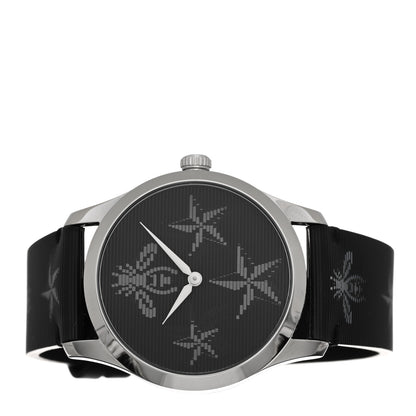 Gucci Stainless Steel Calfskin 38mm G-Timeless Bee Star Hologram Quartz Watch Black 2 of 4