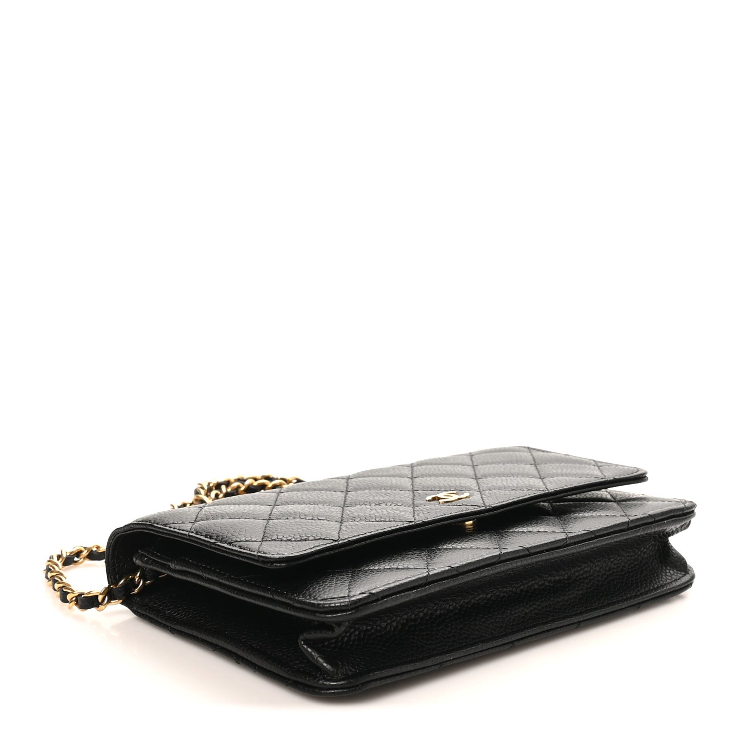 Caviar Quilted Wallet on Chain WOC Black