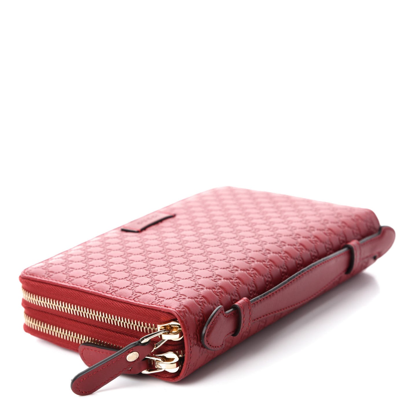 Microguccissima Zip Around Top Handle Travel Wallet Red