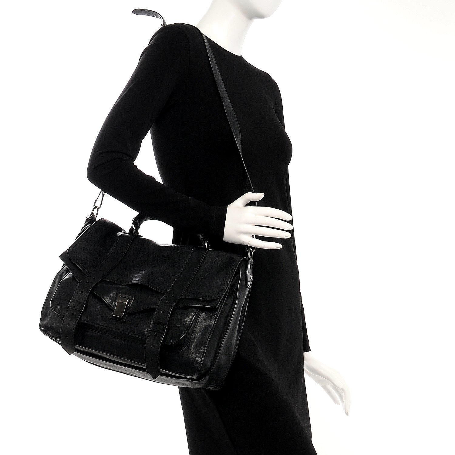 Proenza Schouler Lambskin Large PS1 Satchel Black 2 of 11