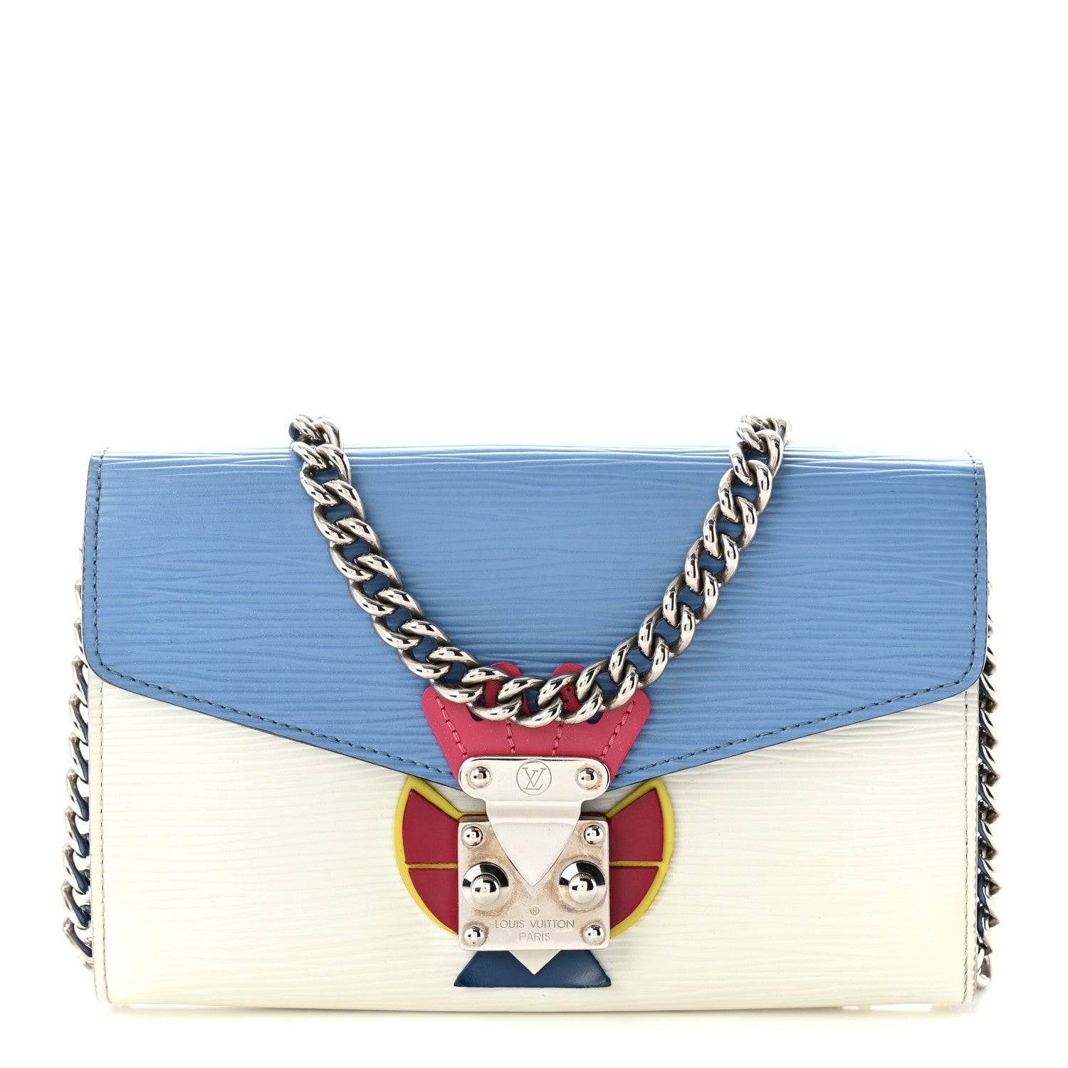 Louis Vuitton Epi Tribal Mask Chain Wallet Blue White 1 of 8