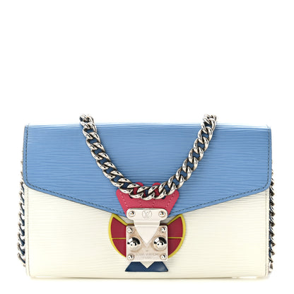 Louis Vuitton Epi Tribal Mask Chain Wallet Blue White 1 of 8
