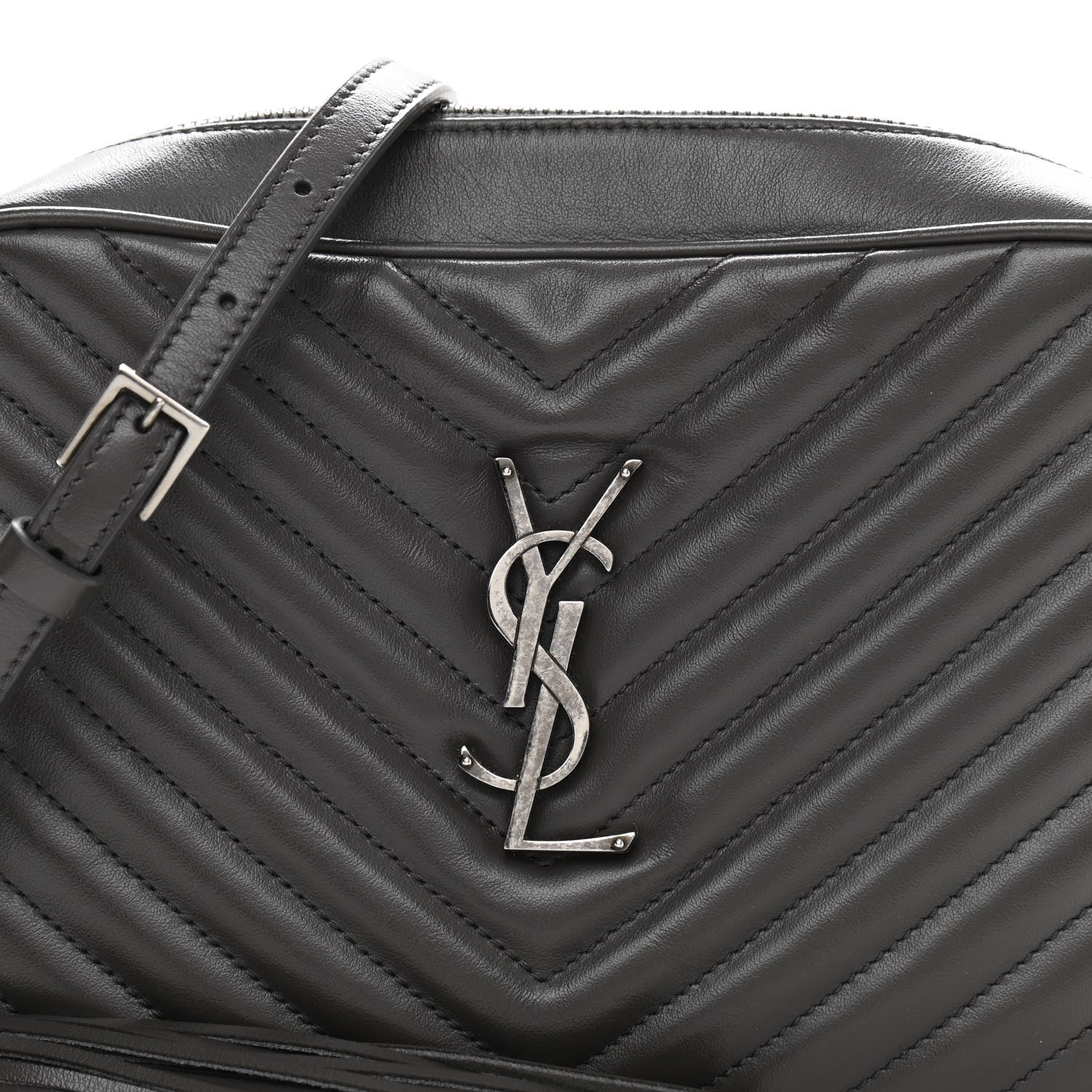 Saint Laurent Calfskin Matelasse Monogram Lou Camera Bag Sea Pebble 8 of 14