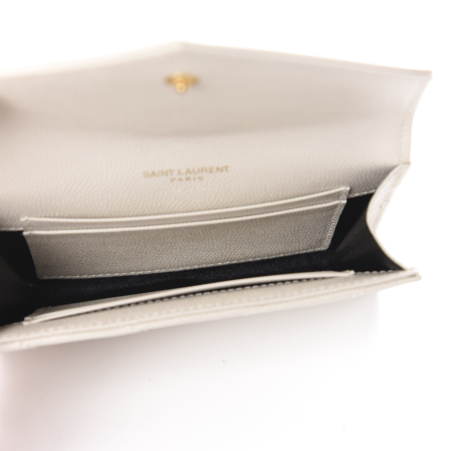 Saint Laurent Grain De Poudre Matelasse Chevron Small Monogram Envelope Wallet Crema Soft 5 of 11