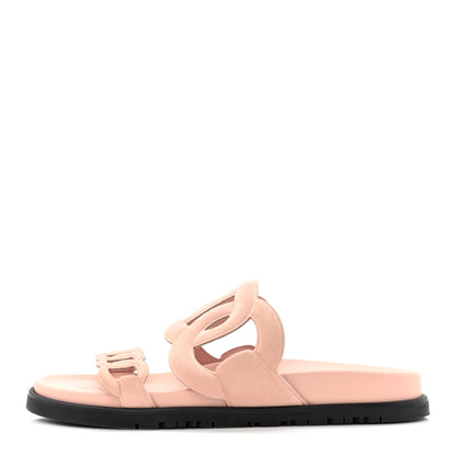 Hermes Suede Goatskin Extra Sandals 36.5 Rose Opaline 1 of 9