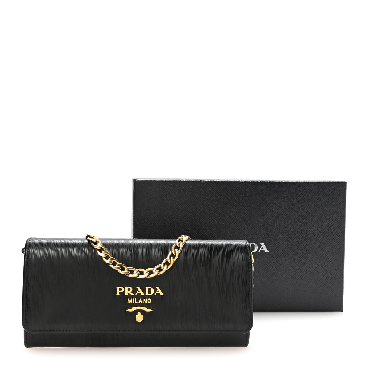 Vitello Move Metal Oro Chain Wallet Black