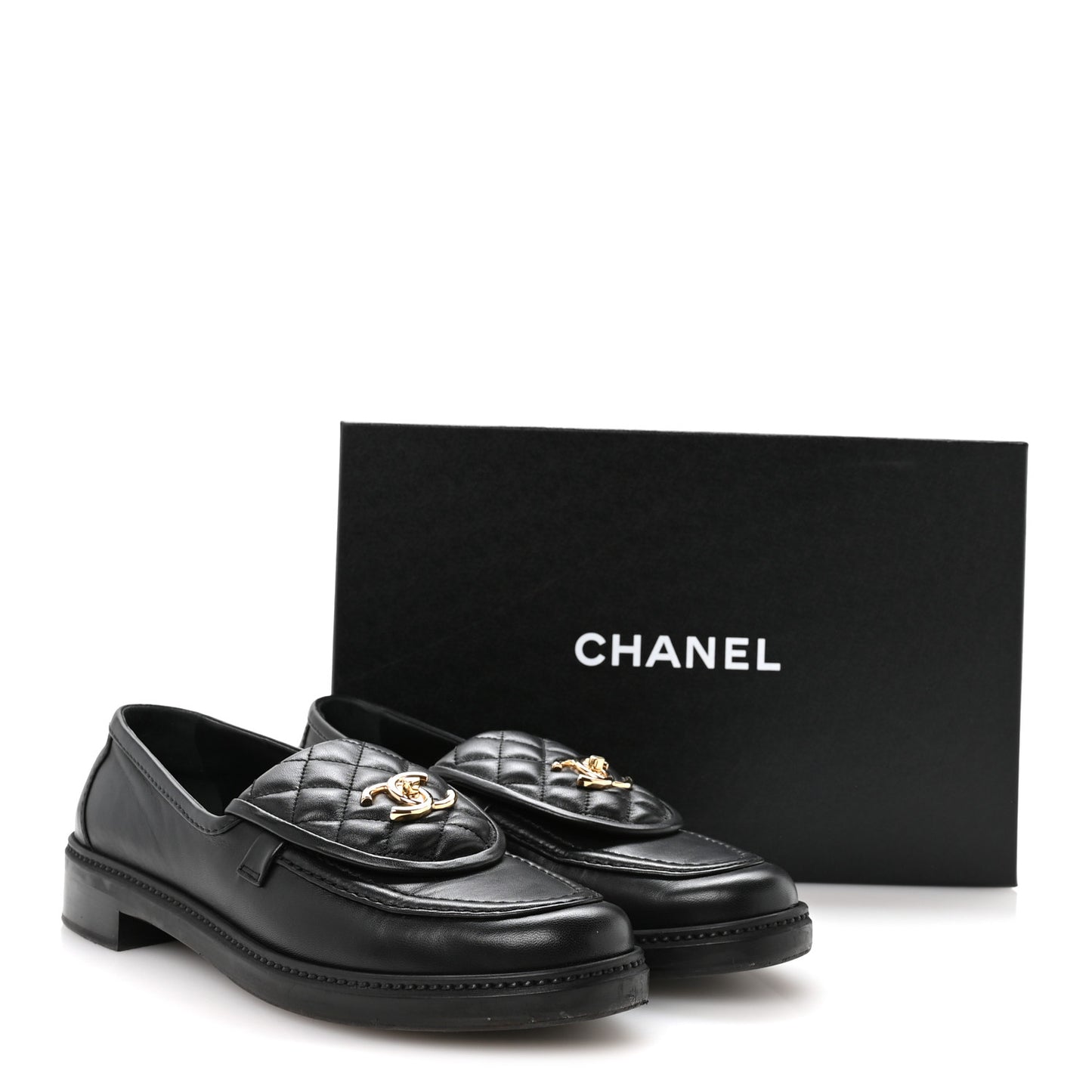 Lambskin Quilted CC Turnlock Loafers 41 Black