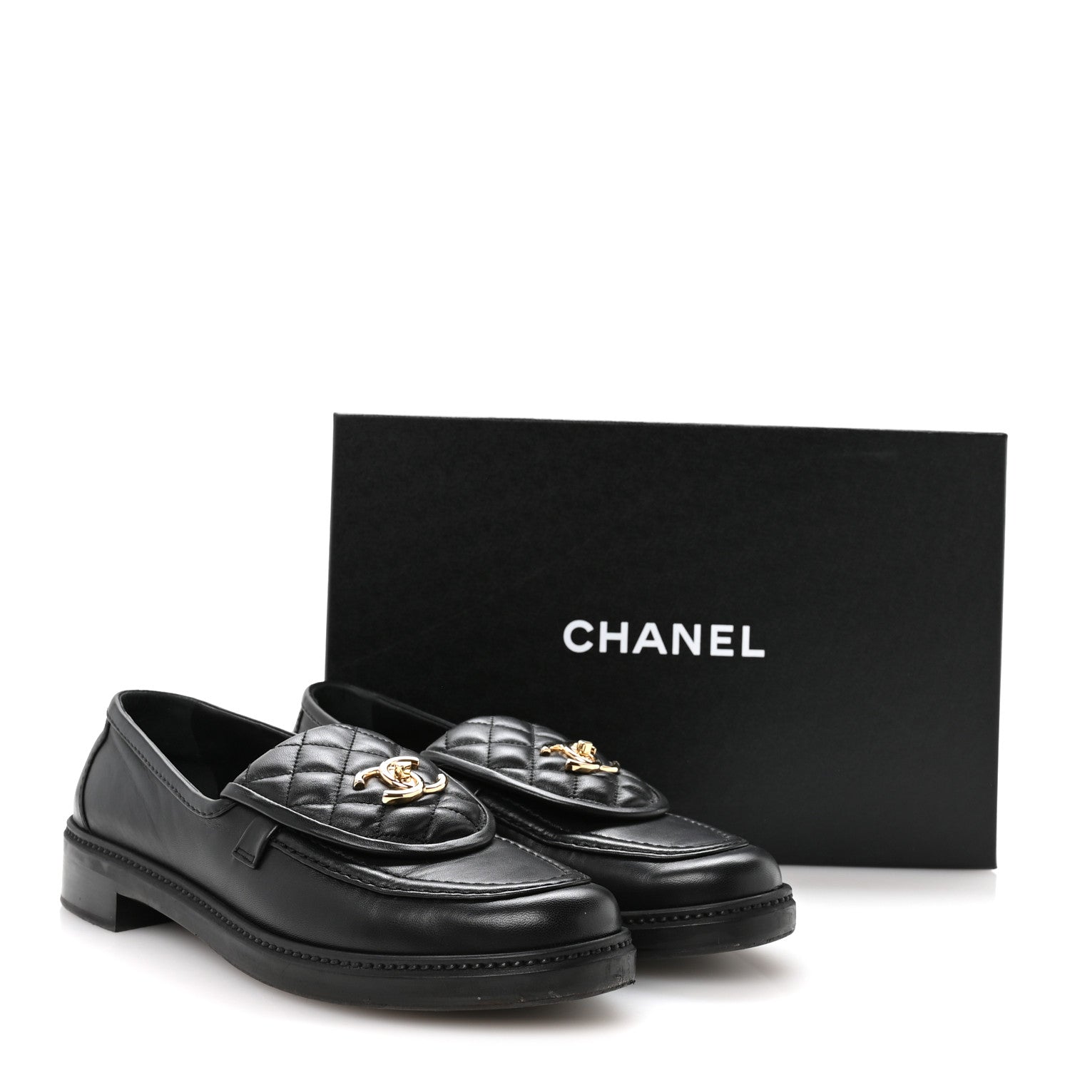 Chanel Lambskin Quilted CC Turnlock Loafers 41 Black 9 of 9
