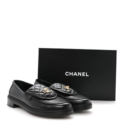 Chanel Lambskin Quilted CC Turnlock Loafers 41 Black 9 of 9