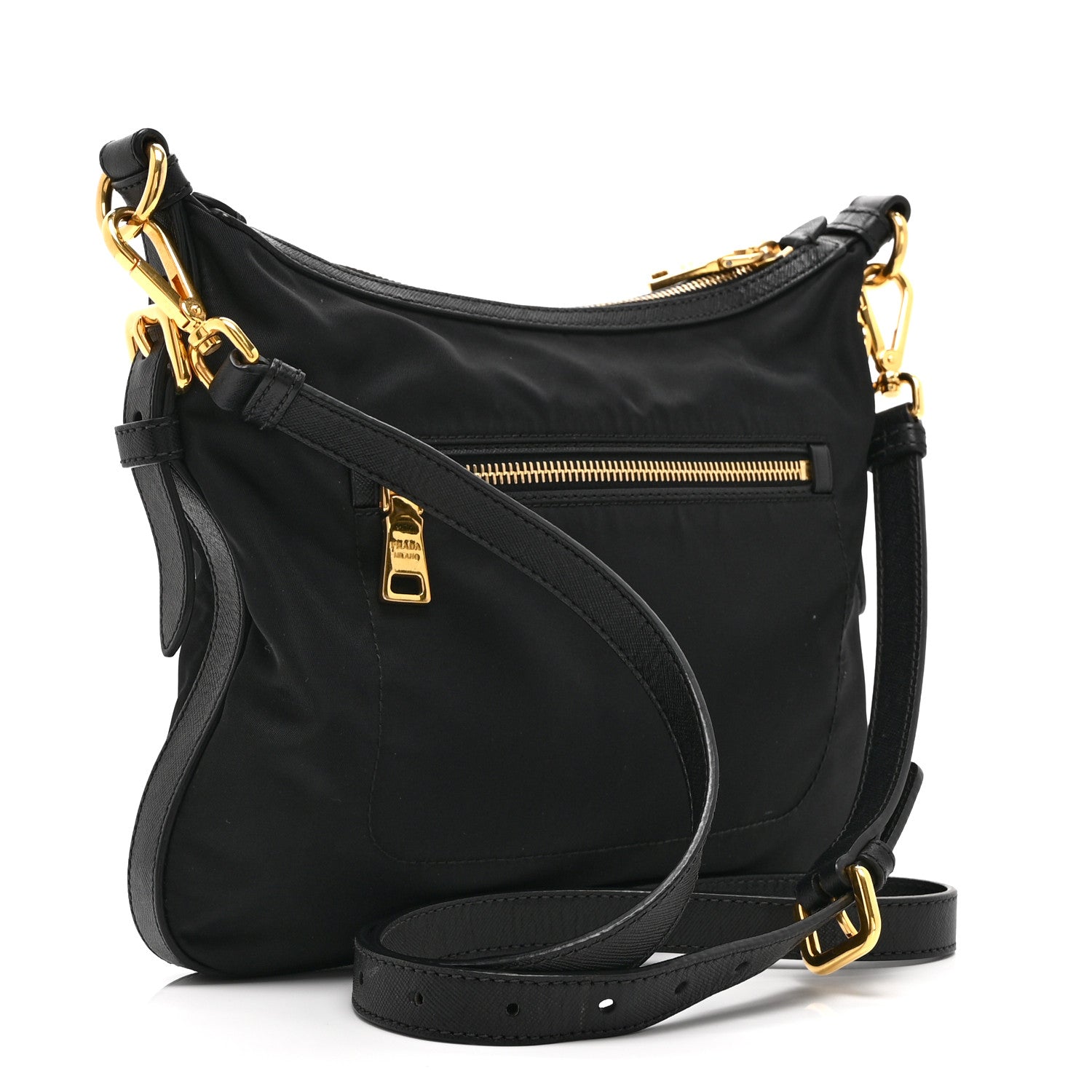 Prada Tessuto Nylon Saffiano Small Crossbody Bag Black 3 of 10