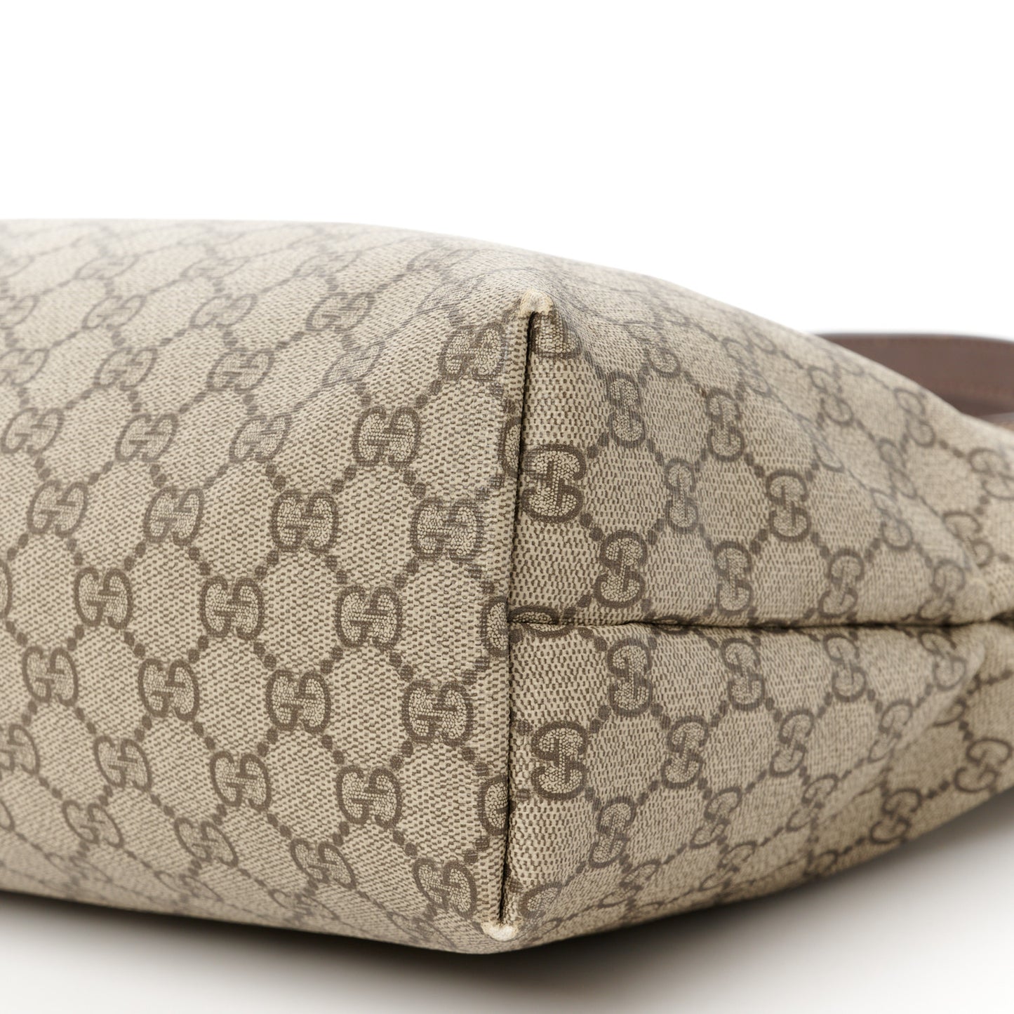 GG Supreme Monogram Medium Zippered Shopping Tote Dark Brown