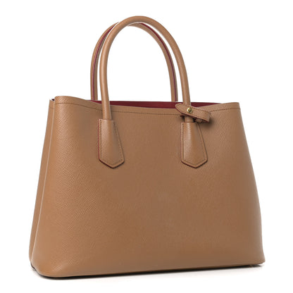Prada Saffiano Cuir Small Double Bag Caramel Fuoco 3 of 16