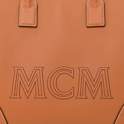 MCM Calfskin Logo Large Tote Cognac 8 of 10