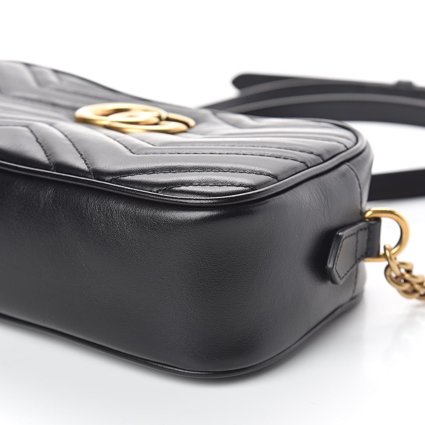 Calfskin Matelasse Small GG Marmont Chain Shoulder Bag Black