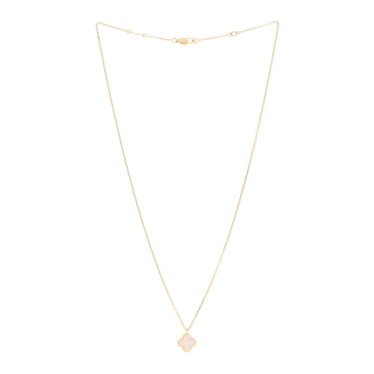 Van Cleef & Arpels 18K Yellow Gold Mother of Pearl Sweet Alhambra Pendant Necklace 3 of 5