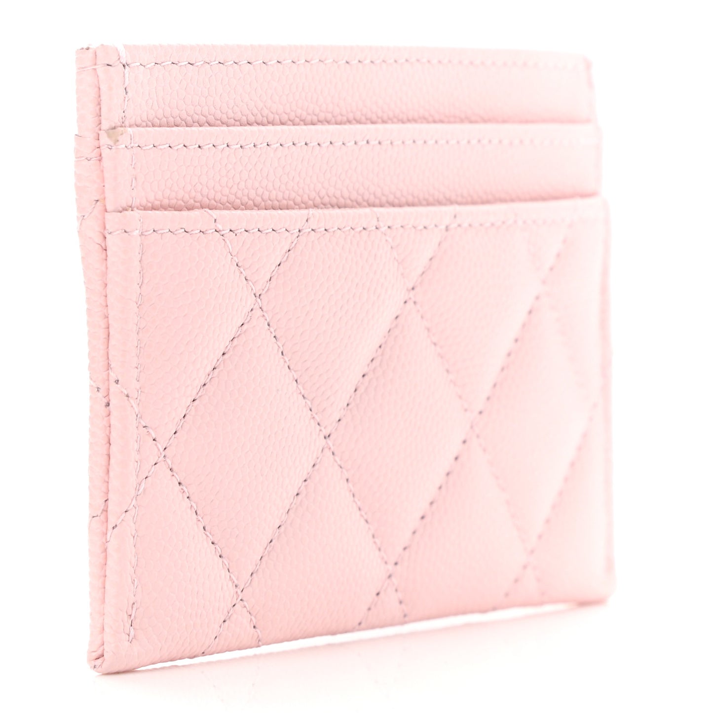 Caviar Quilted Crystal Card Holder Pink