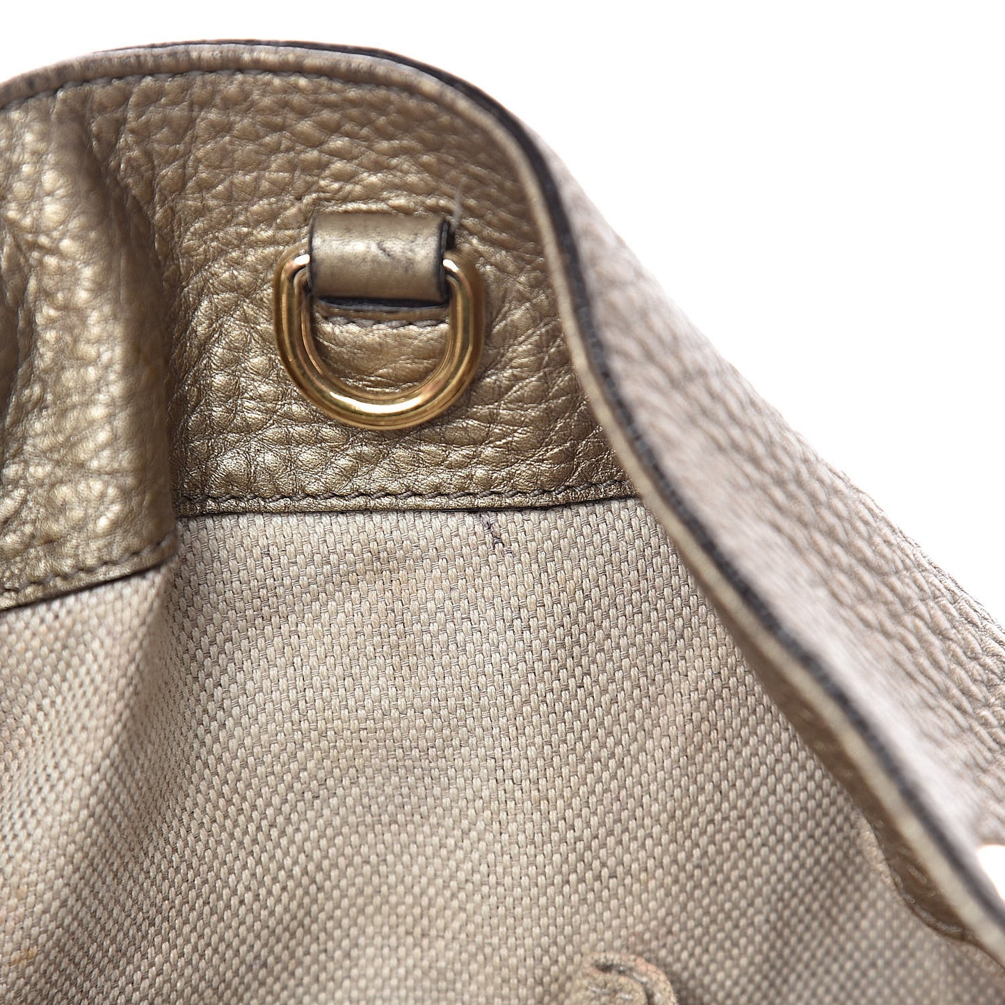 Metallic Pebbled Calfskin Medium Soho Chain Shoulder Bag Golden Beige