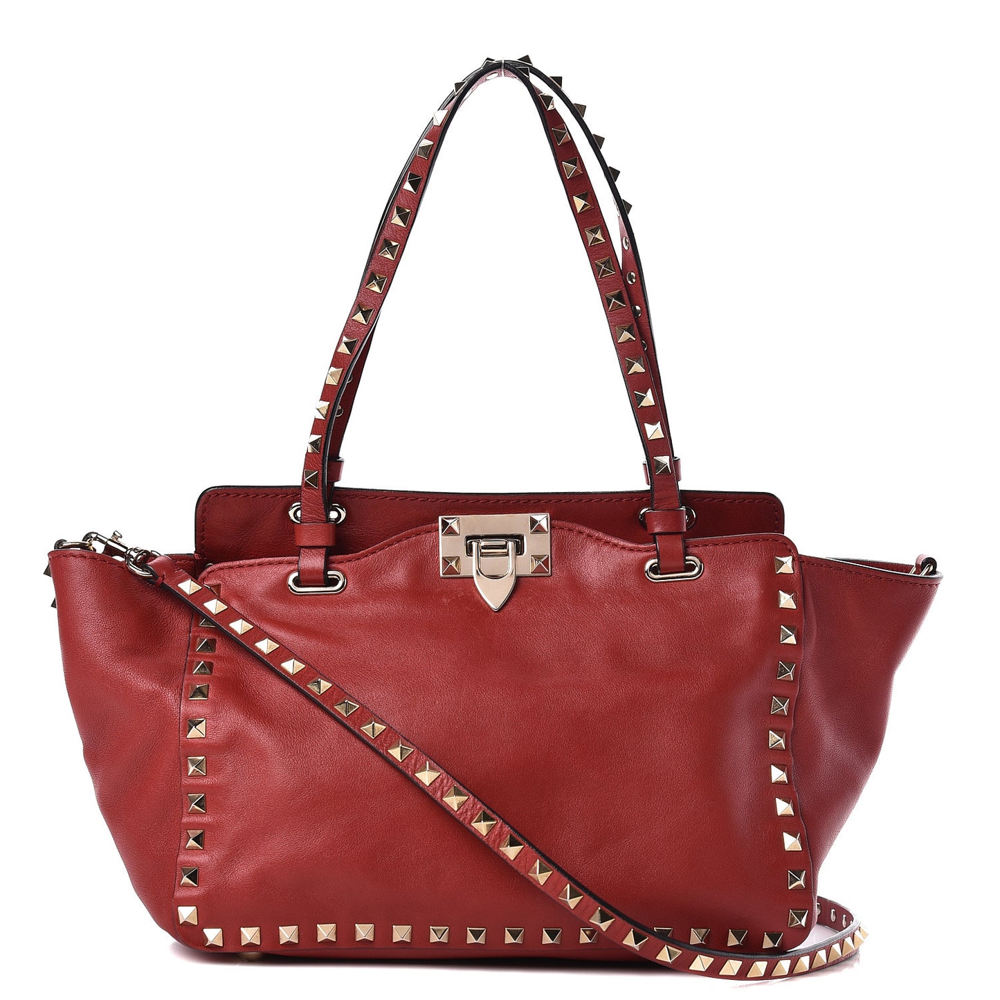 Vitello Small Rockstud Tote Rosso Valentino