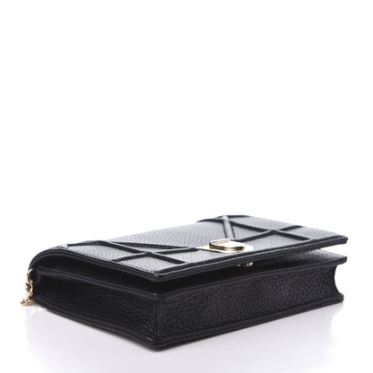 Christian Dior Grained Calfskin Diorama Wallet on Chain Pouch Black 4 of 8