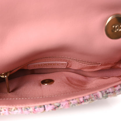 Chanel Tweed Mini Pearl Handle Flap Pink Beige Orange Ecru 5 of 10