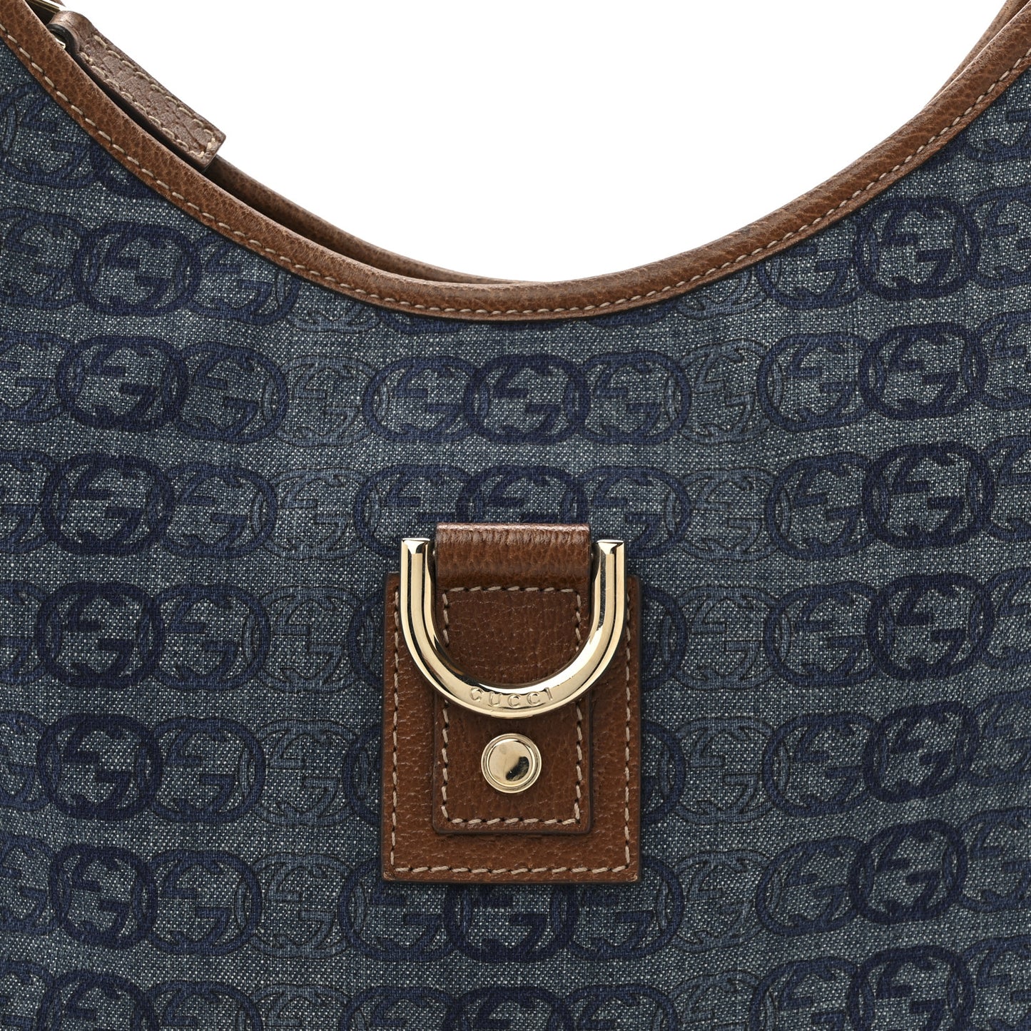 Denim GG Medium Abbey Ring Hobo Blue