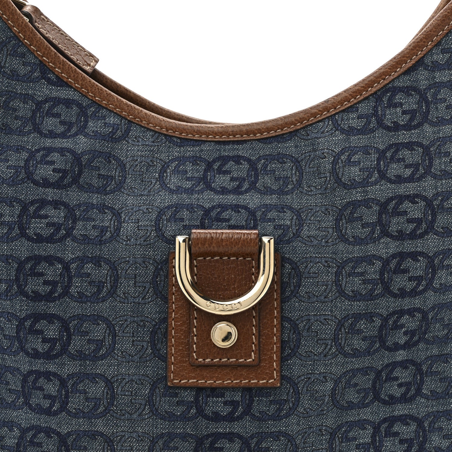 Gucci Denim GG Medium Abbey Ring Hobo Blue 8 of 12