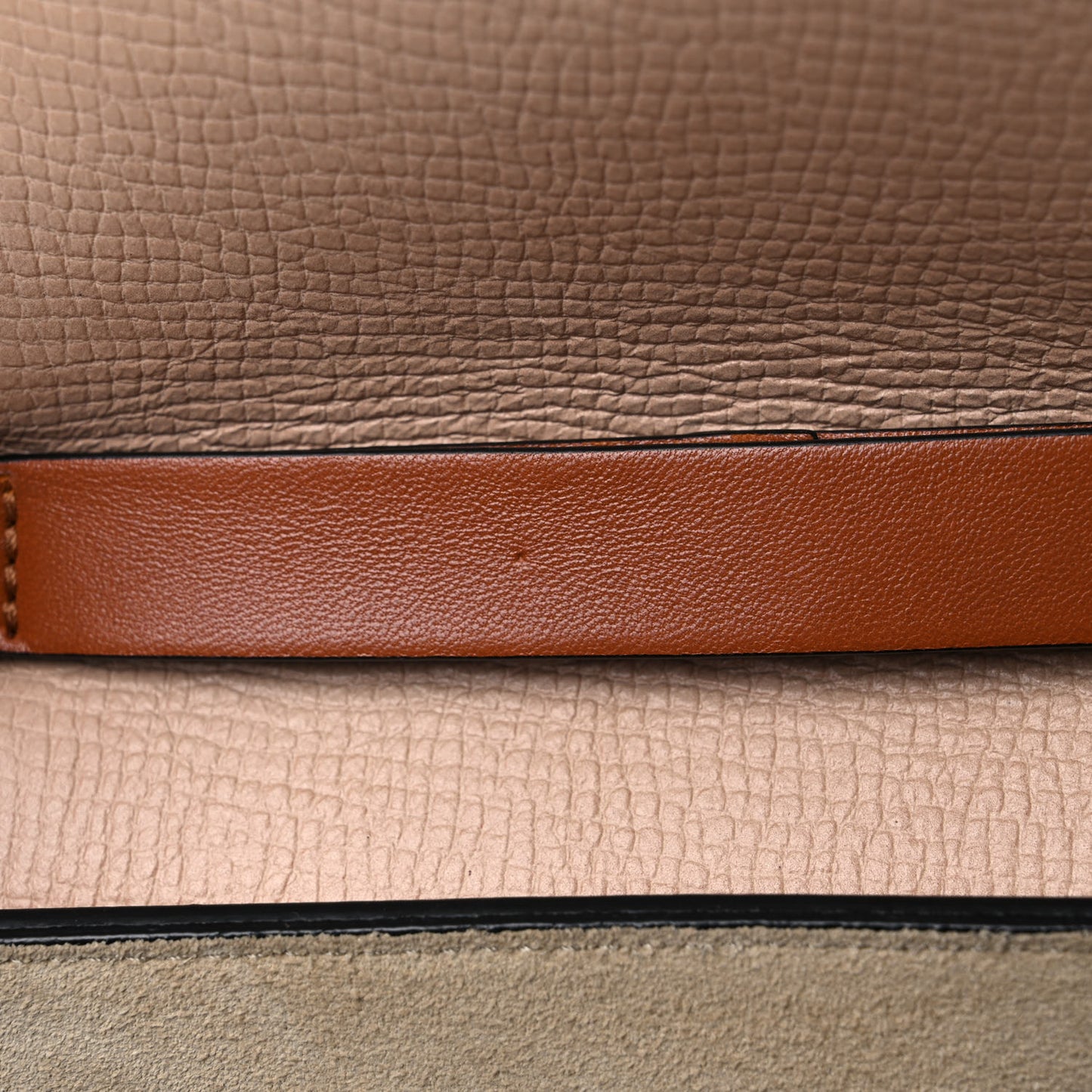Grained Calfskin Lambskin Mini Bi-Color Drew Shoulder Bag Powder Beige Caramel