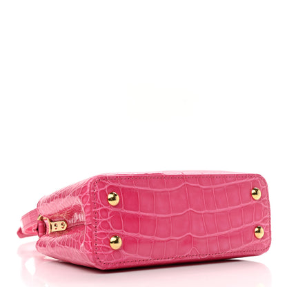 Louis Vuitton Crocodile Mini Capucines Rose Peony 4 of 11