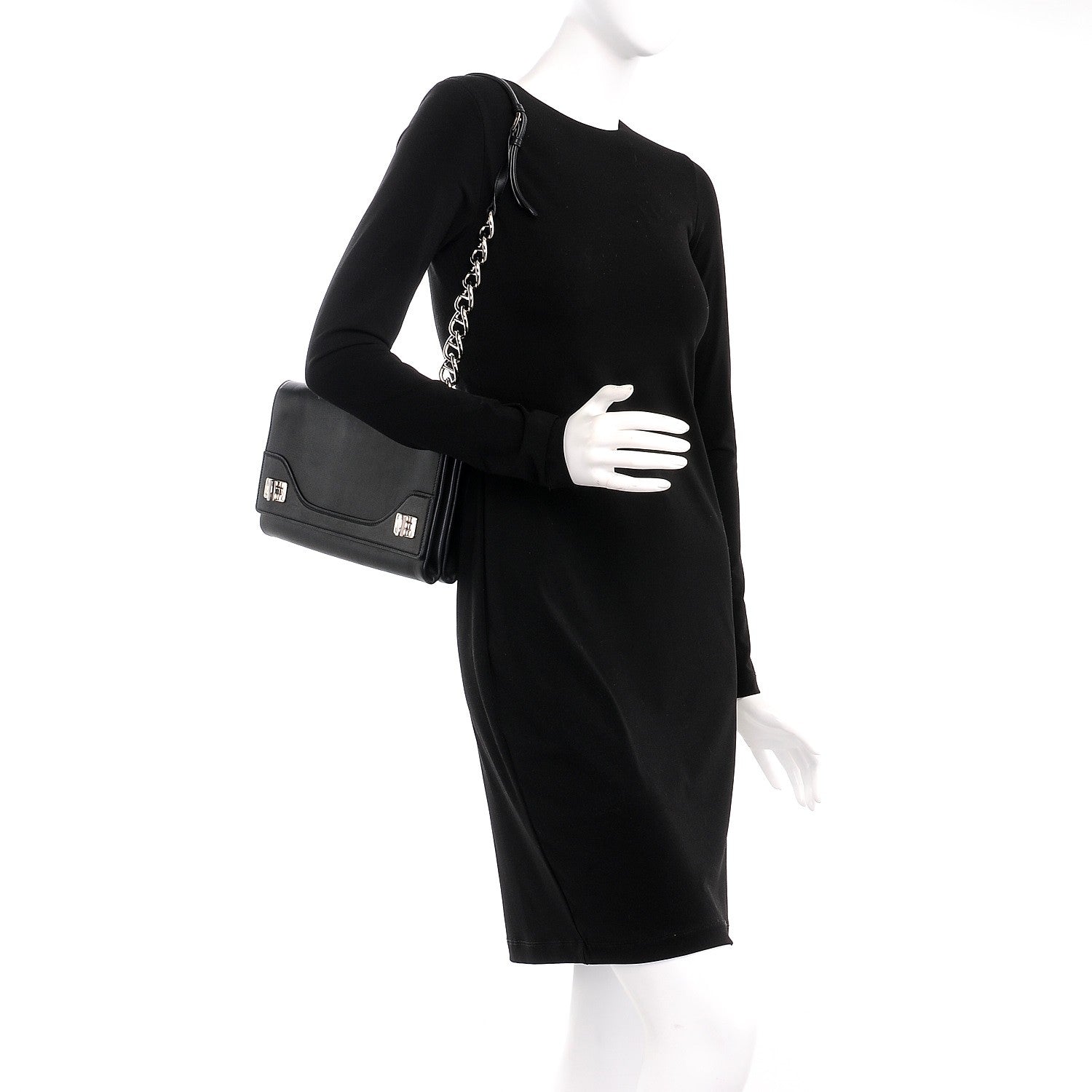 Prada Vitello Soft Chain Horizontal Shoulder Bag Nero Black 3 of 10