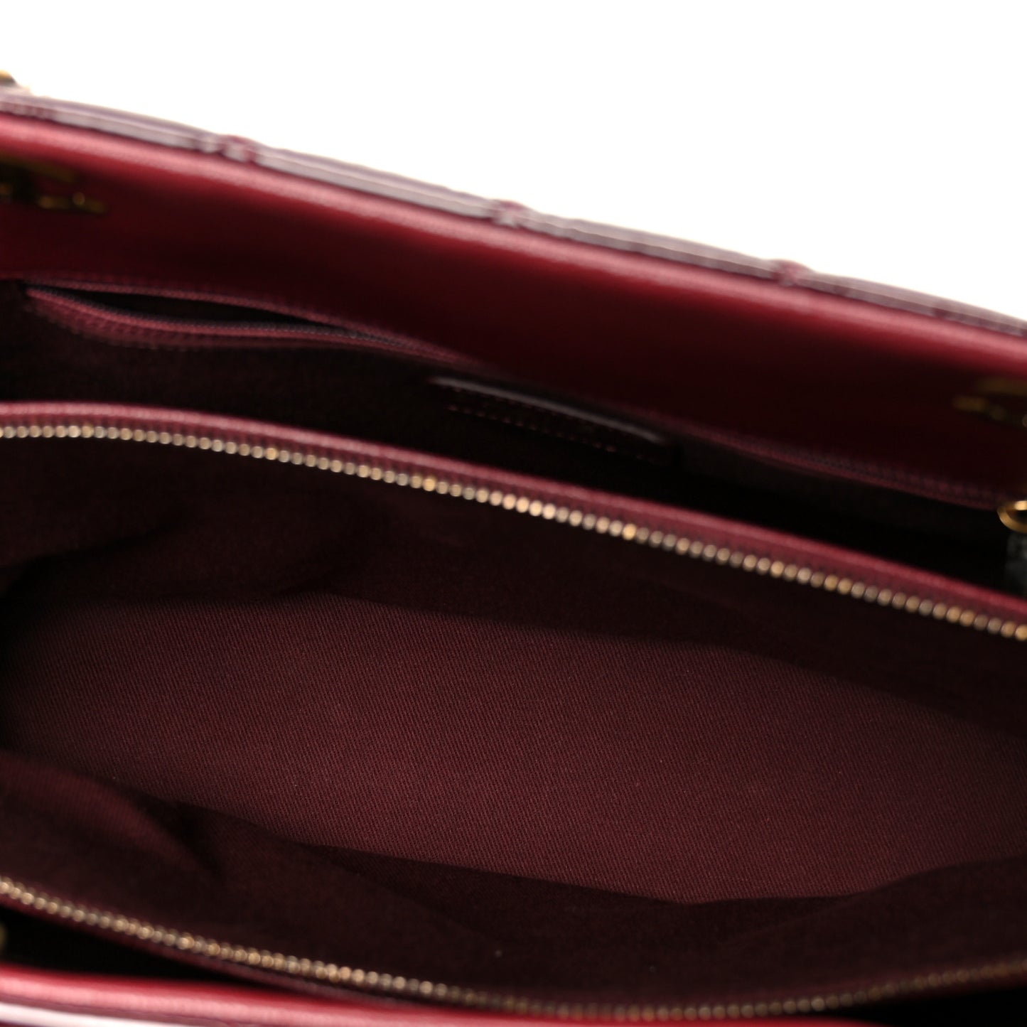 Patent Goatskin Quilted Small CC Eyelet Tote Burgundy
