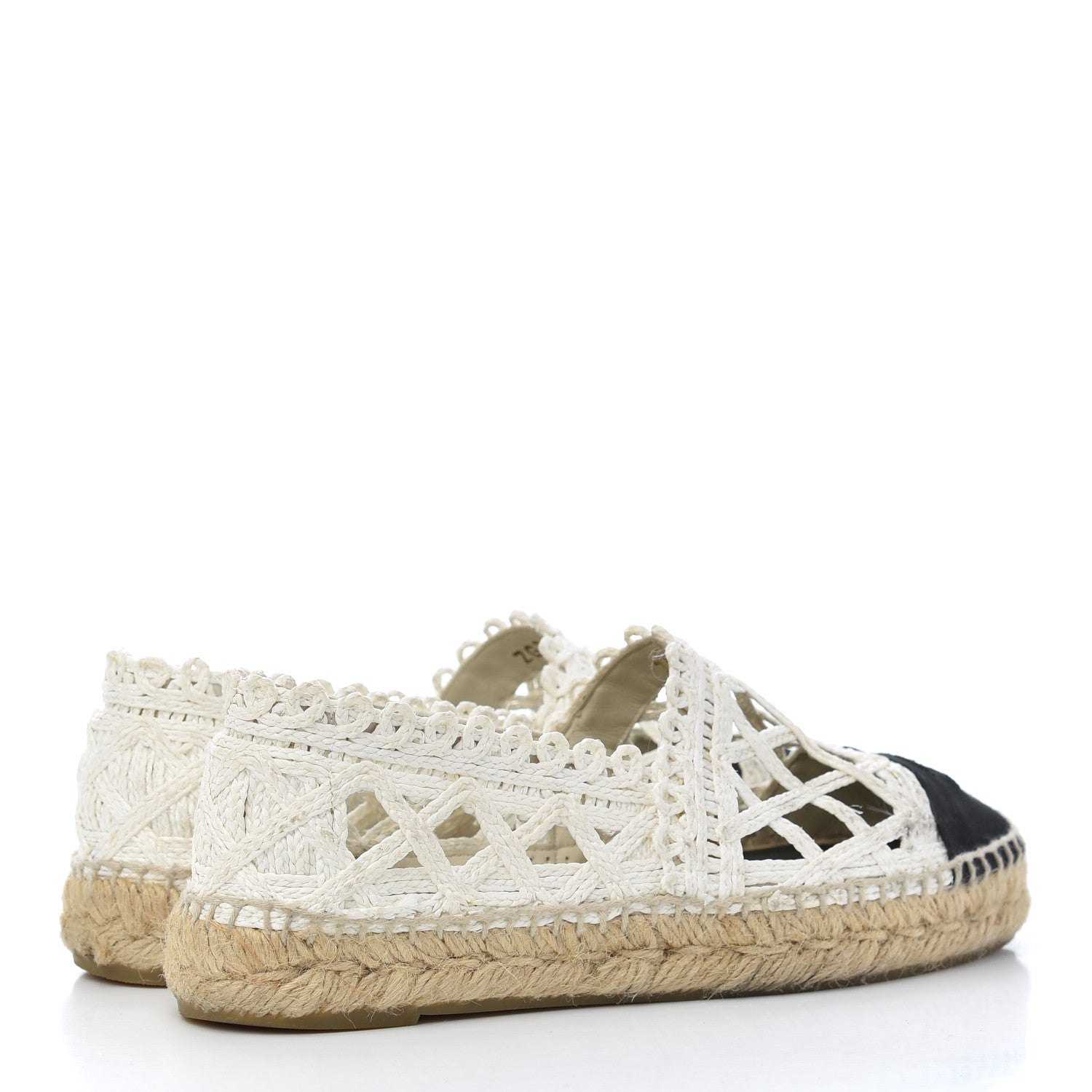 Chanel Woven Fabric Grosgrain CC Espadrilles 37 White Black 4 of 21