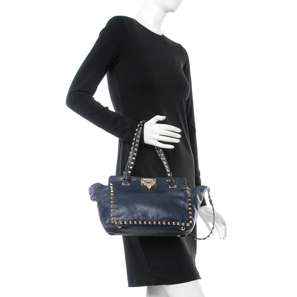 Valentino Garavani Vitello Small Rockstud Tote Marine 2 of 6