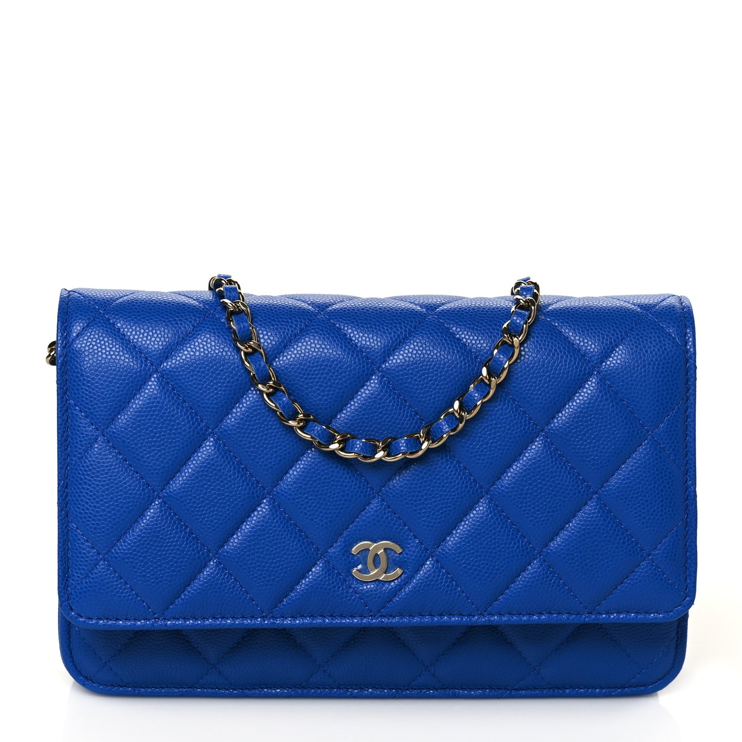 Caviar Quilted Wallet On Chain WOC Blue