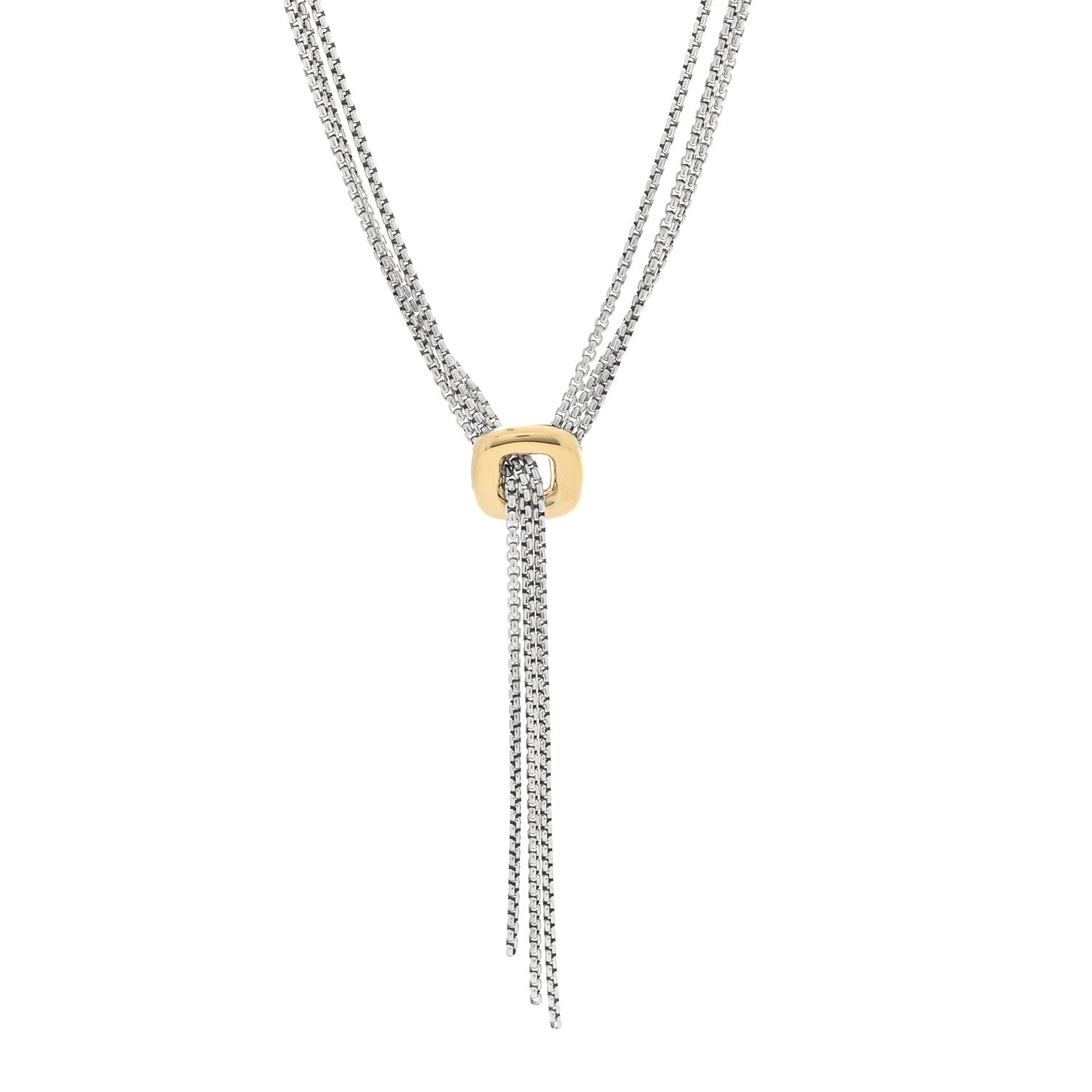 David Yurman Sterling Silver 18K Yellow Gold Lariat Waterfall Necklace 1 of 4