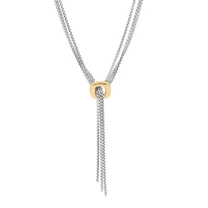David Yurman Sterling Silver 18K Yellow Gold Lariat Waterfall Necklace 1 of 4