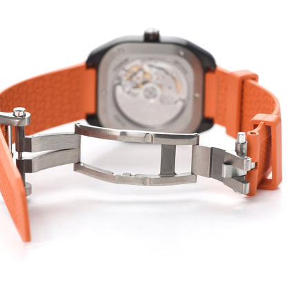 Hermes DLC Coated Titanium Rubber 39mm H08 Automatic Watch Orange 6 of 7