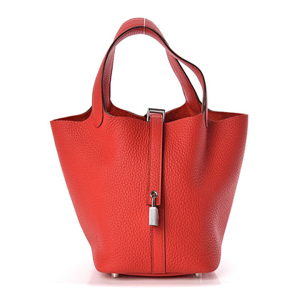 Hermes Taurillon Clemence Picotin Lock 18 PM Rouge De Coeur 1 of 11