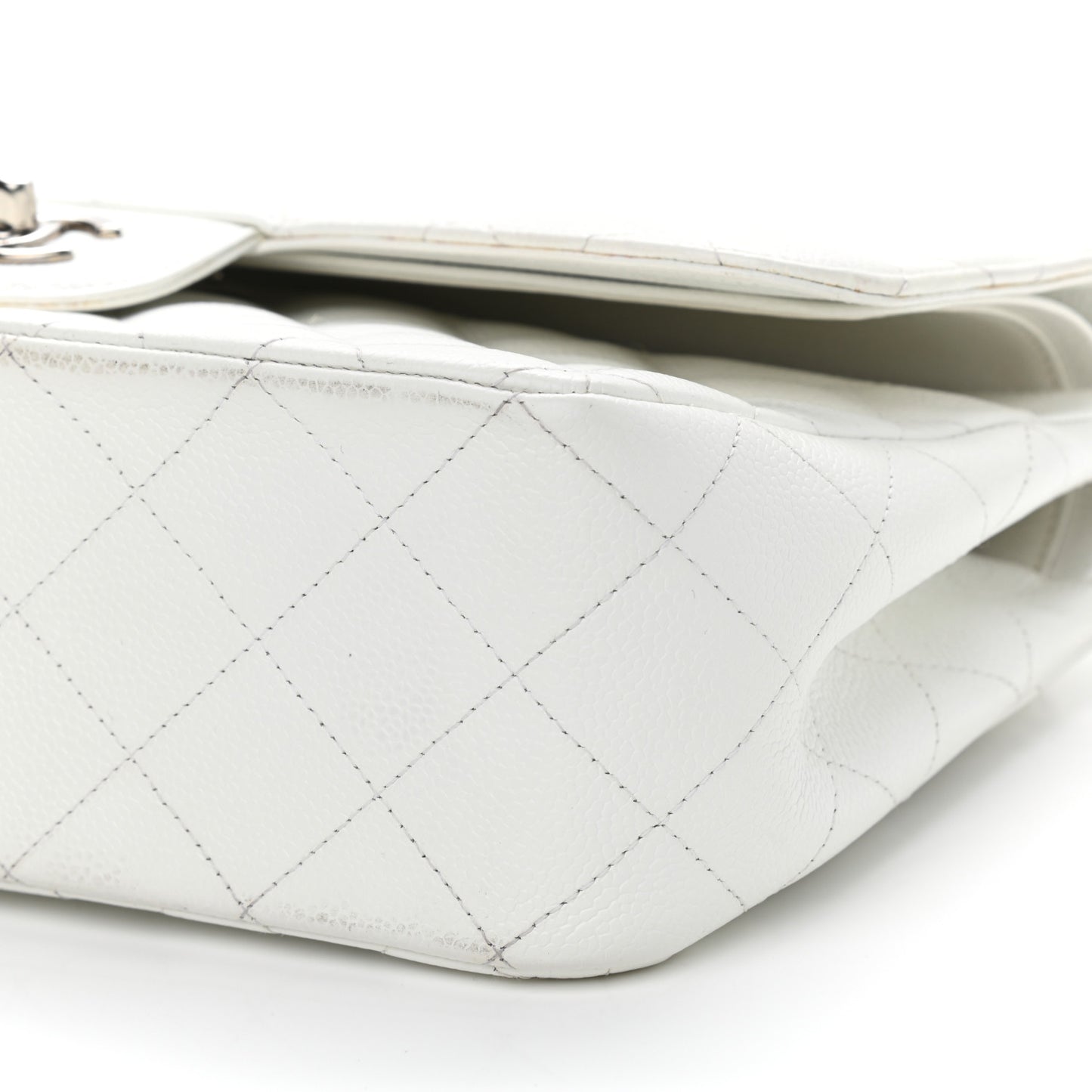Caviar Quilted Jumbo Double Flap White