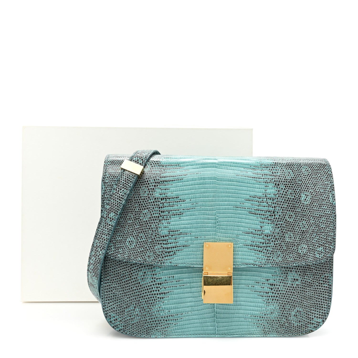 Celine Lizard Medium Classic Box Flap Bag Antarctic 13 of 13