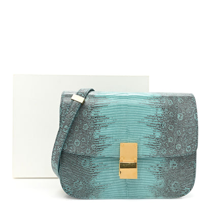 Celine Lizard Medium Classic Box Flap Bag Antarctic 13 of 13